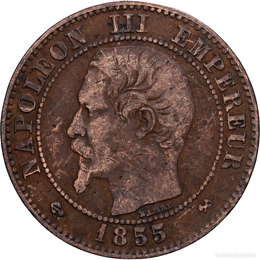 Monedas antiguas de Europa: [#1530507] Francia, Napoleon III, 2 Centimes, Napol&eacute;on III, 1855, Rouen, Bronce, BC+