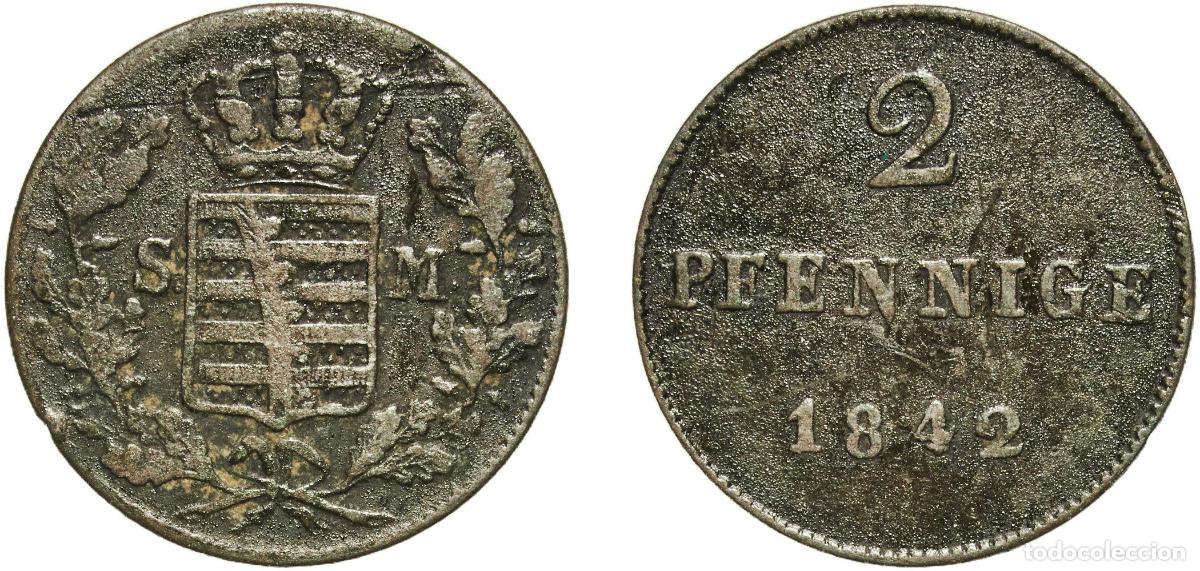 Monedas antiguas de Europa: Germany Kingdom of Bavaria German states 1842 2 Pfennige - Ludwig I Copper Munich Mint 2.51g VF AK