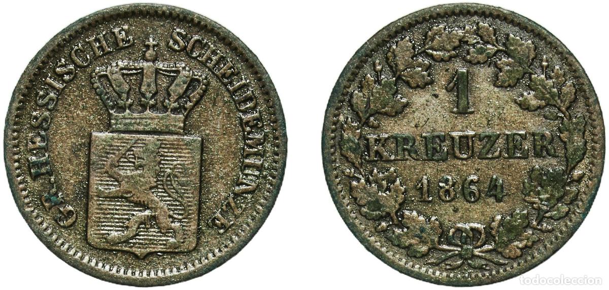 Monedas antiguas de Europa: Germany Kingdom of Bavaria German states 1864 1 Kreuzer - Maximilian II Billon (.166 silver) Munich