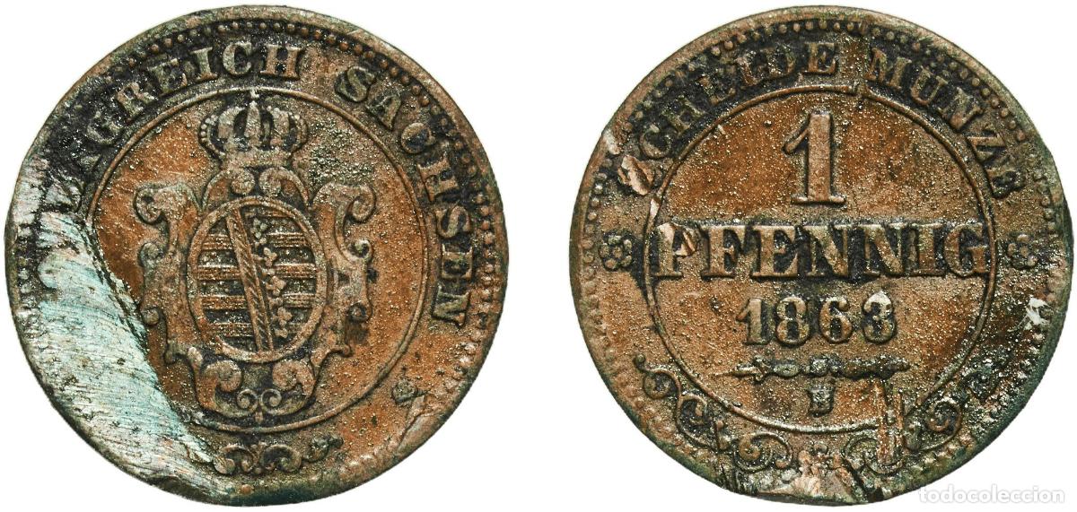 Monedas antiguas de Europa: Germany Kingdom of Saxony German states 1863 1 Pfennig - John Copper Dresden Mint (4484253) 1.47g V