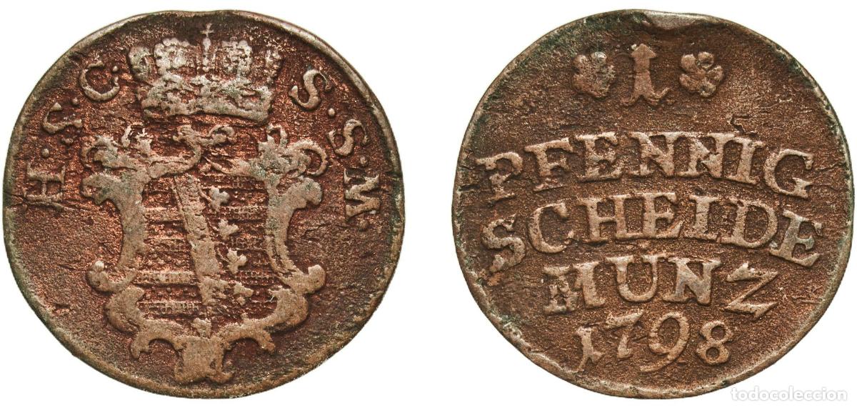 Monedas antiguas de Europa: Germany Saxe-Coburg-Saalfeld, Duchy of German states 1798 1 Pfennig - Ernest Frederick Copper Saalf