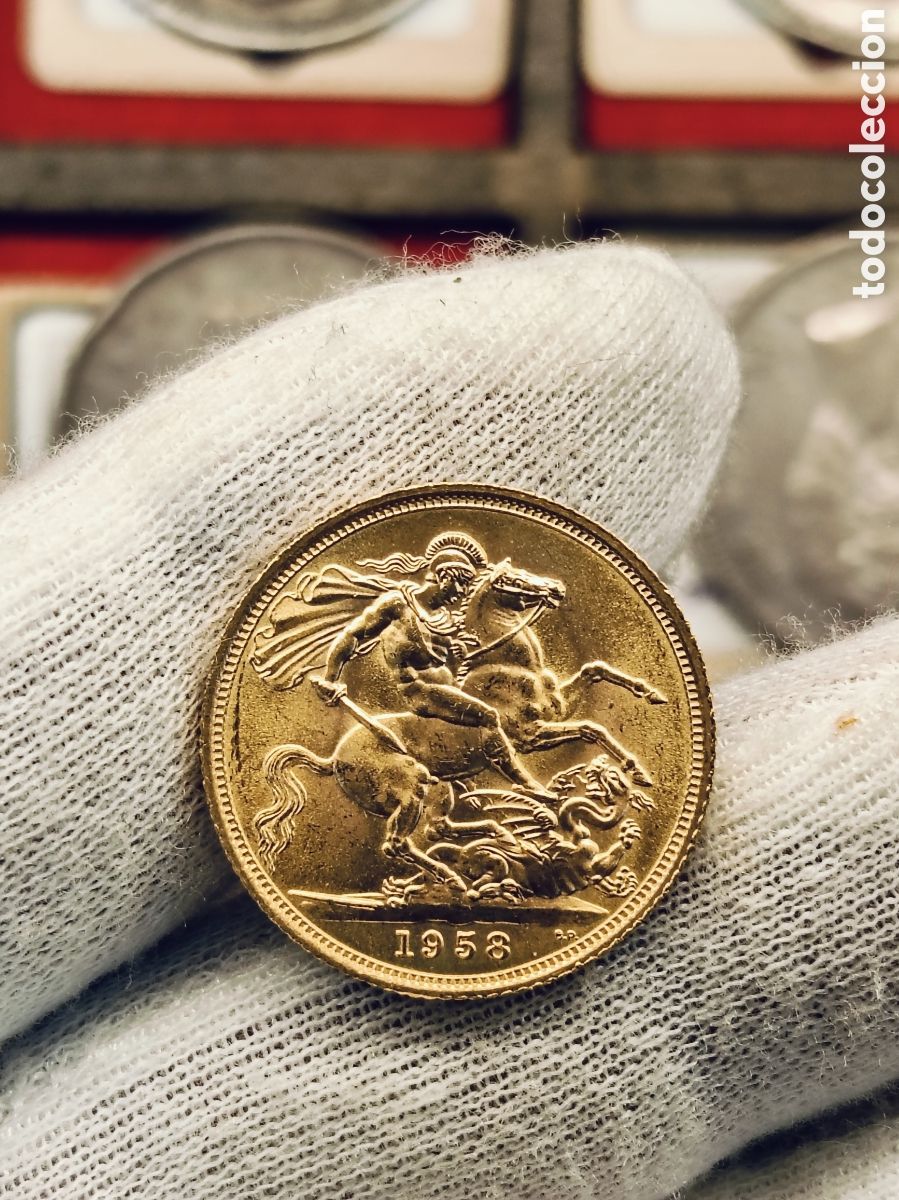 Monedas antiguas de Europa: SOBERANO DE ORO . A&Ntilde;O 1958 . REINA ISABEL II. 7,98 GRAMOS LEY 917 MILESIMAS