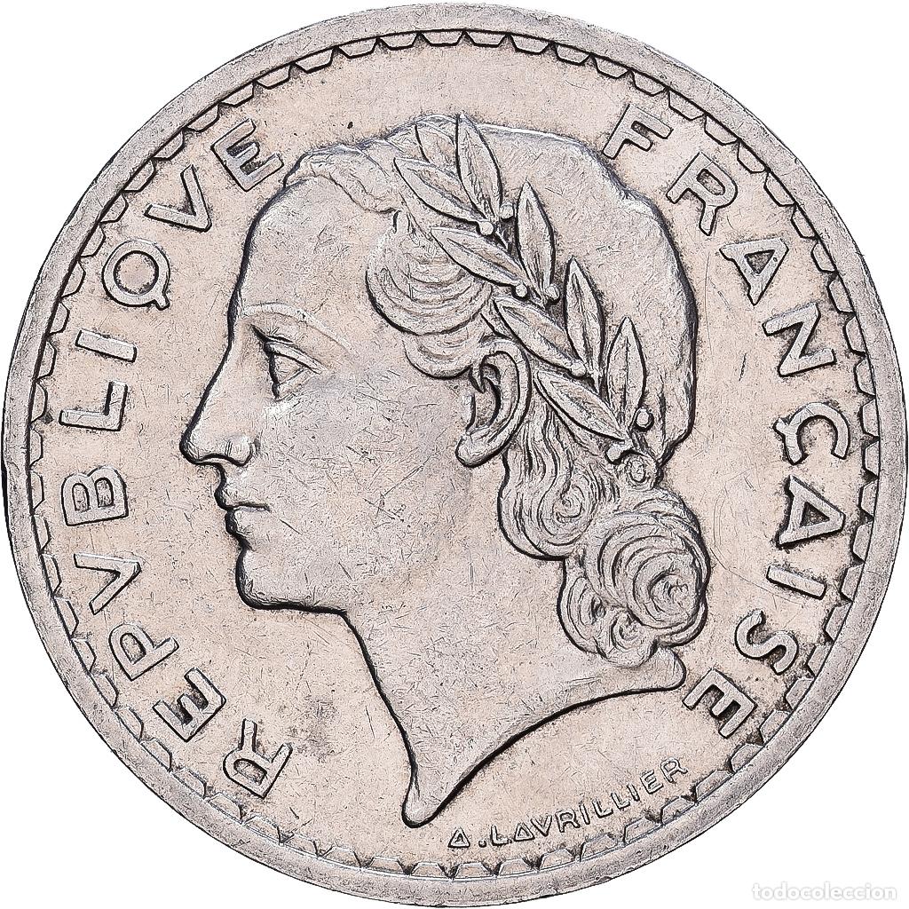 Monedas antiguas de Europa: [#1530531] Francia, 5 Francs, Lavrillier, 1935, Paris, N&iacute;quel, SC, Gadoury:760, KM:888