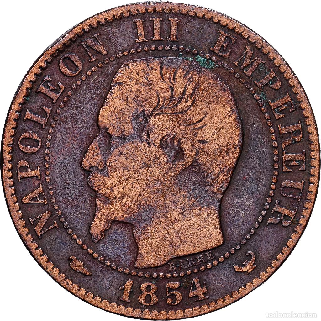 Monedas antiguas de Europa: [#1530534] Francia, Napoleon III, 5 Centimes, 1854, Lille, Bronce, BC+, Gadoury:152