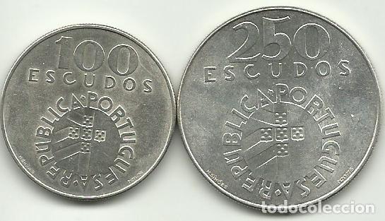 Alte M&uuml;nzen aus Europa: PORTUGAL - 100 + 250 ESCUDOS - 25 DE ABRIL DE 1974 - PLATA 0.680 - FOTOS