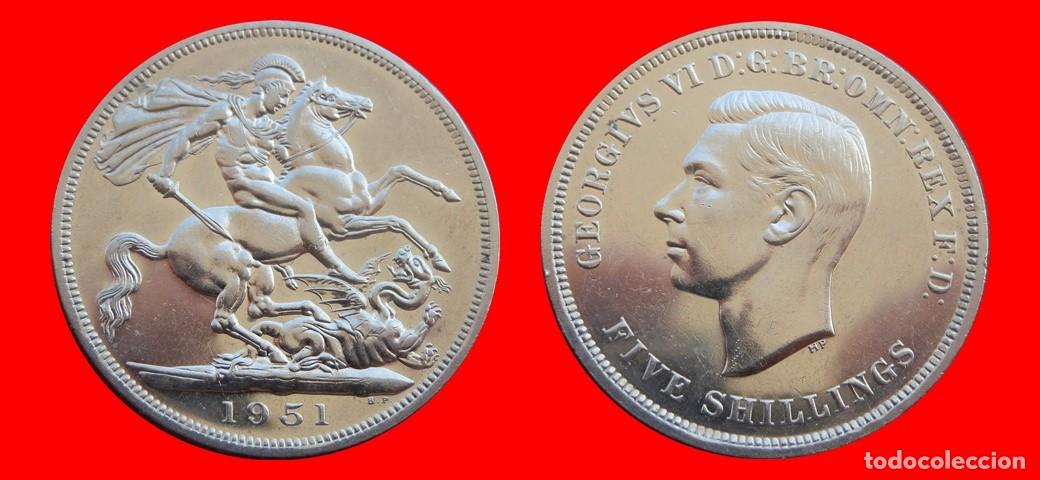 Monedas antiguas de Europa: 5 CHELINES SHILLINGS 1951 INGLATERRA REINO UNIDO-9348SC