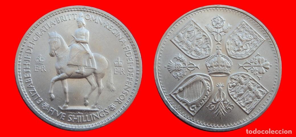 Monedas antiguas de Europa: 5 CHELINES SHILLINGS 1953 INGLATERRA REINO UNIDO-9349SC