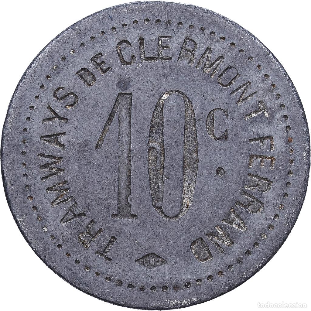 Monedas antiguas de Europa: [#139890] Francia, Tramway, Clermont-Ferrand, 10 Centimes, BC+, Cinc