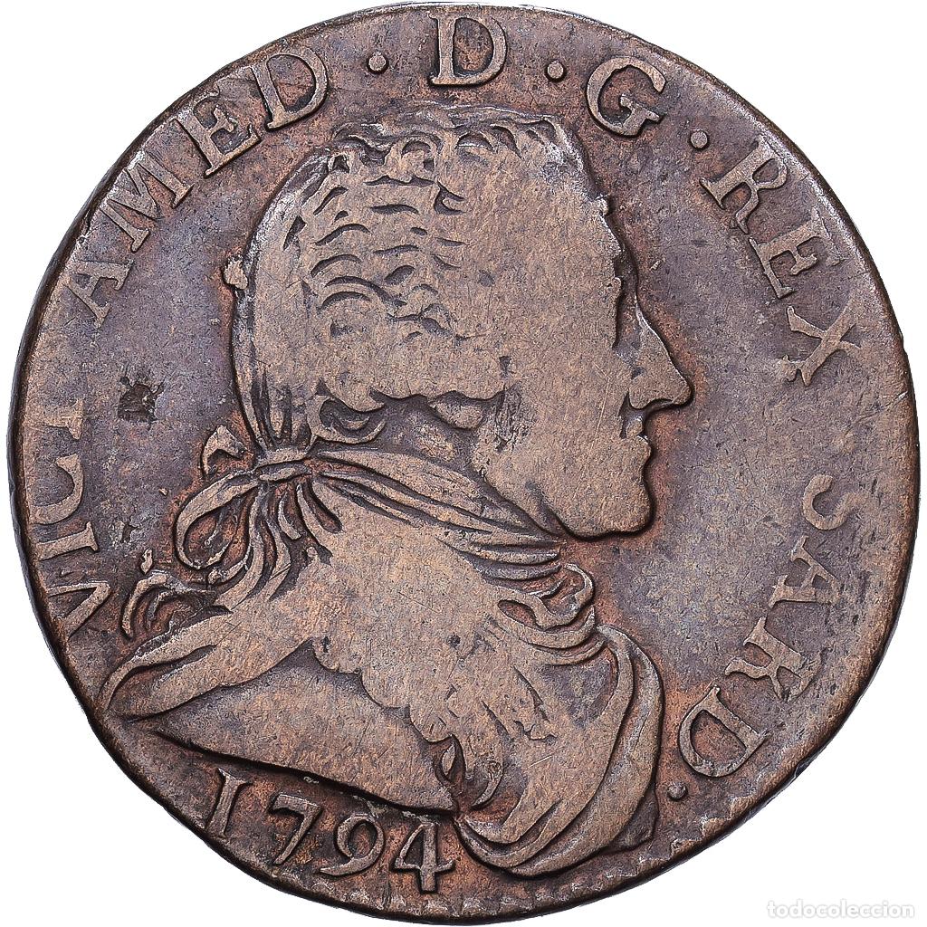 Monedas antiguas de Europa: [#139896] Kingdom of Sardinia, Vittorio Amedeo III, 5 Soldi, 1794, Torino, Vell&oacute;n, BC+