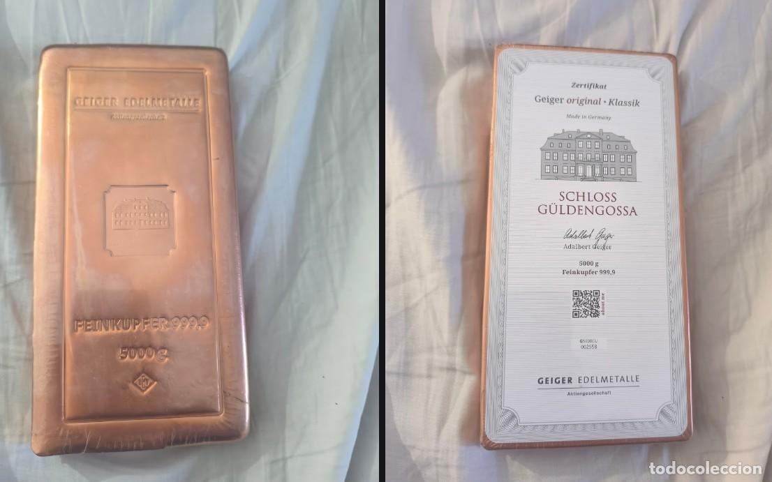 Alte M&uuml;nzen aus Europa: Lingote 5 kgs Cobre Pureza 999.9 Geiger G&uuml;ldengossa