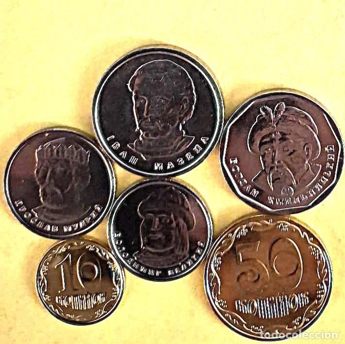 Monedas antiguas de Europa: Ucrania (Ukrania), Set de 6 monedas: 10 y 50 Kopiyok (UC#2 Y 4), 1, 2, 5 y 10 Grivna (UC#5/8) / SC.