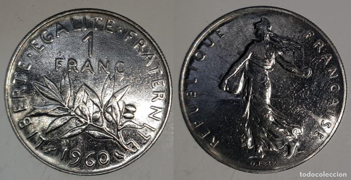 Monedas antiguas de Europa: Moneda 1 Franco 1960 - Francia - La Semeuse (La Sembradora) - N&iacute;quel - KM# 925 - Excelente Estado