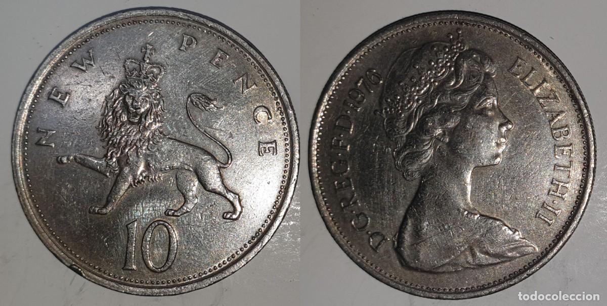 Monedas antiguas de Europa: Moneda 10 New Pence 1976 - Reino Unido - Isabel II - Cupron&iacute;quel - KM# 912