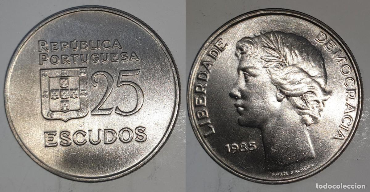 Monedas antiguas de Europa: Moneda 25 Escudos 1985 - Portugal - Cupron&iacute;quel - KM# 607a