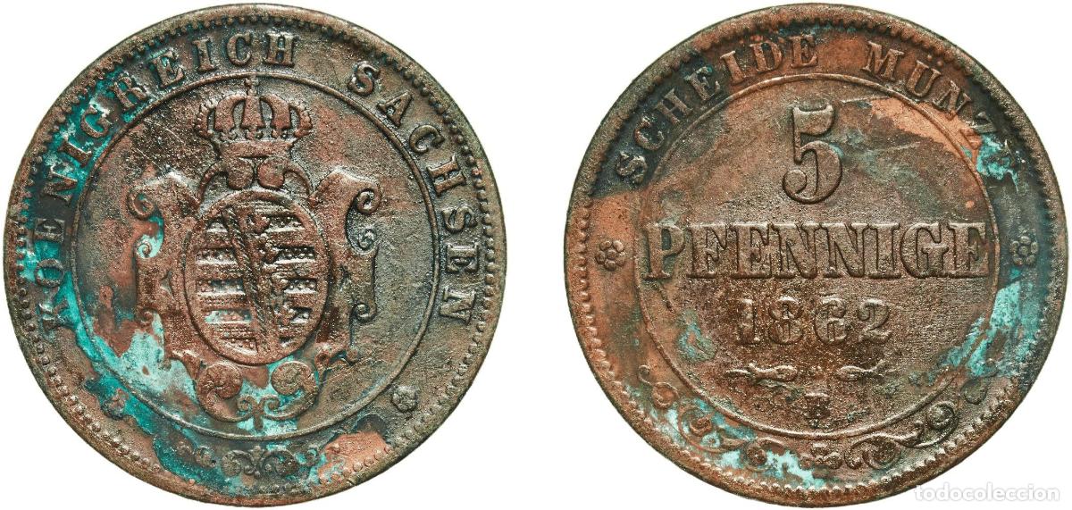 Monedas antiguas de Europa: Germany Kingdom of Saxony German states 1862 B 5 Pfennige - John Copper Dresden Mint (2468000) 7.31