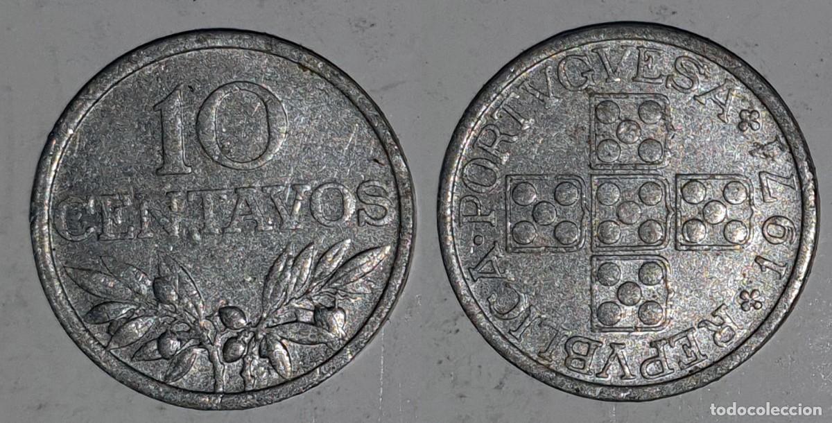 Monedas antiguas de Europa: Moneda 10 Centavos 1974 - Portugal - Aluminio - KM# 594 (Alineaci&oacute;n Moneda 180&deg;)