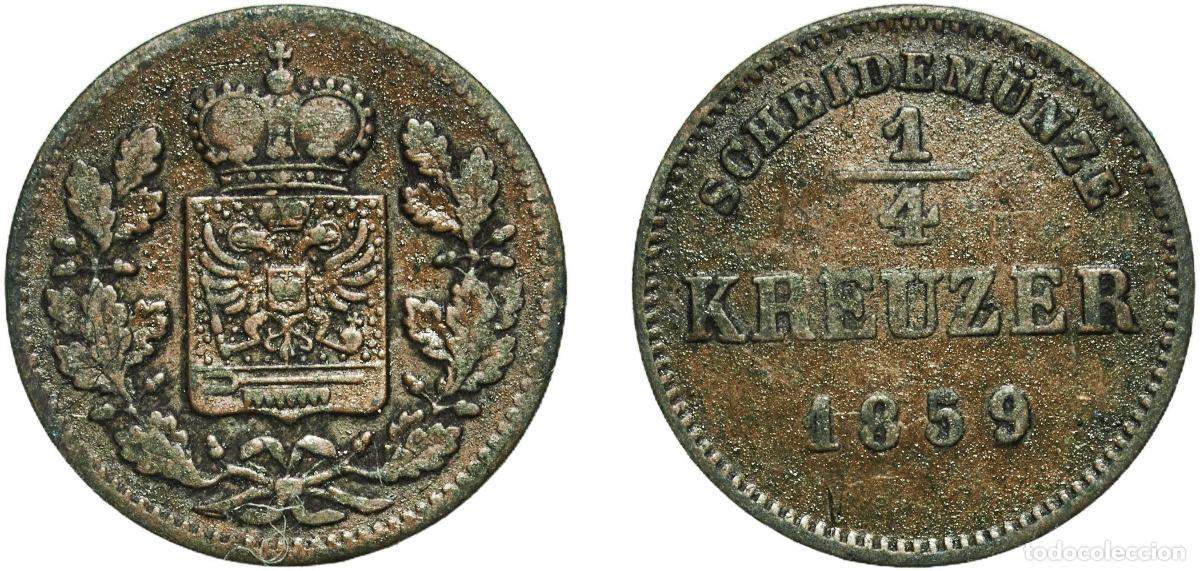 Monedas antiguas de Europa: Germany Principality of Schwarzburg-Rudolstadt German states 1859 &frac14; Kreuzer - Frederick G&uuml;nther Cop