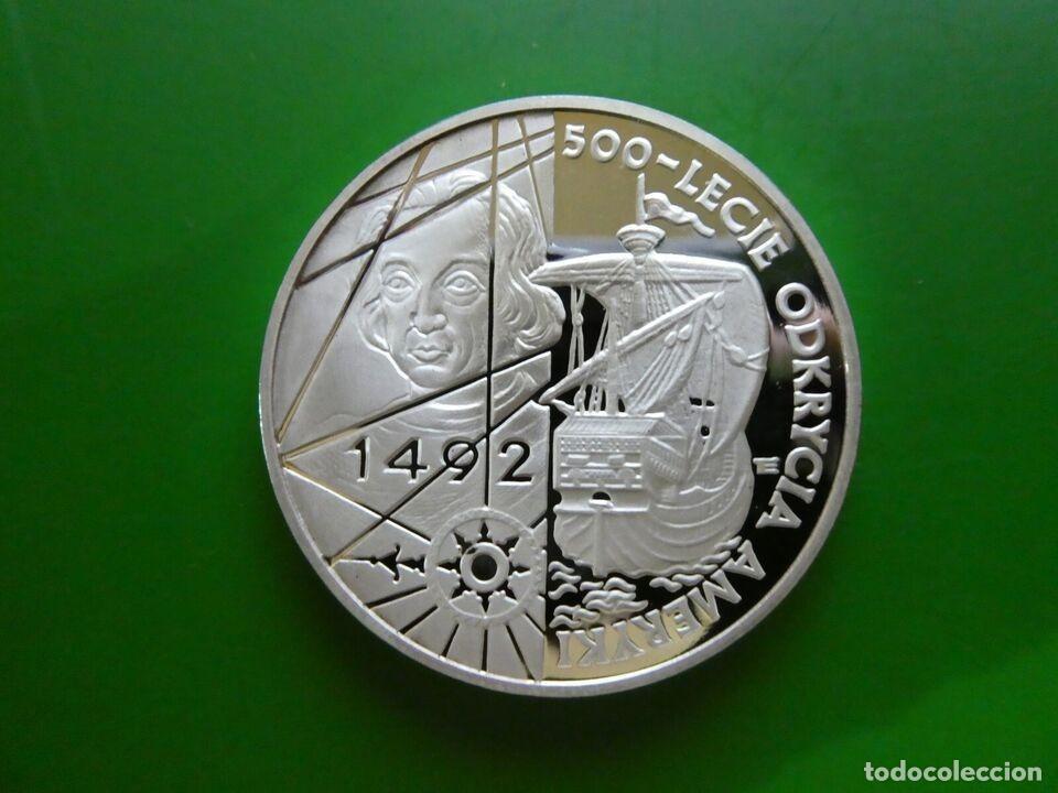 Monedas antiguas de Europa: Moneda plata 1 Oz 999 Crist&oacute;bal Col&oacute;n 500 a&ntilde;os Descubrimiento Am&eacute;rica 20000 PLZ Polonia