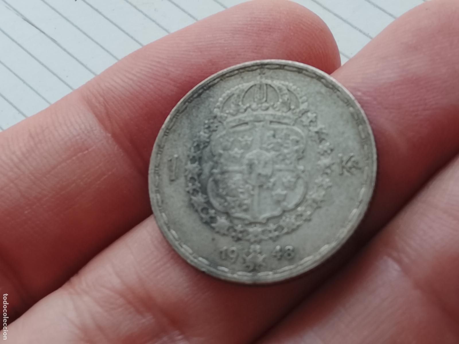 Monedas antiguas de Europa: Suecia. 1 corona de plata de 1948