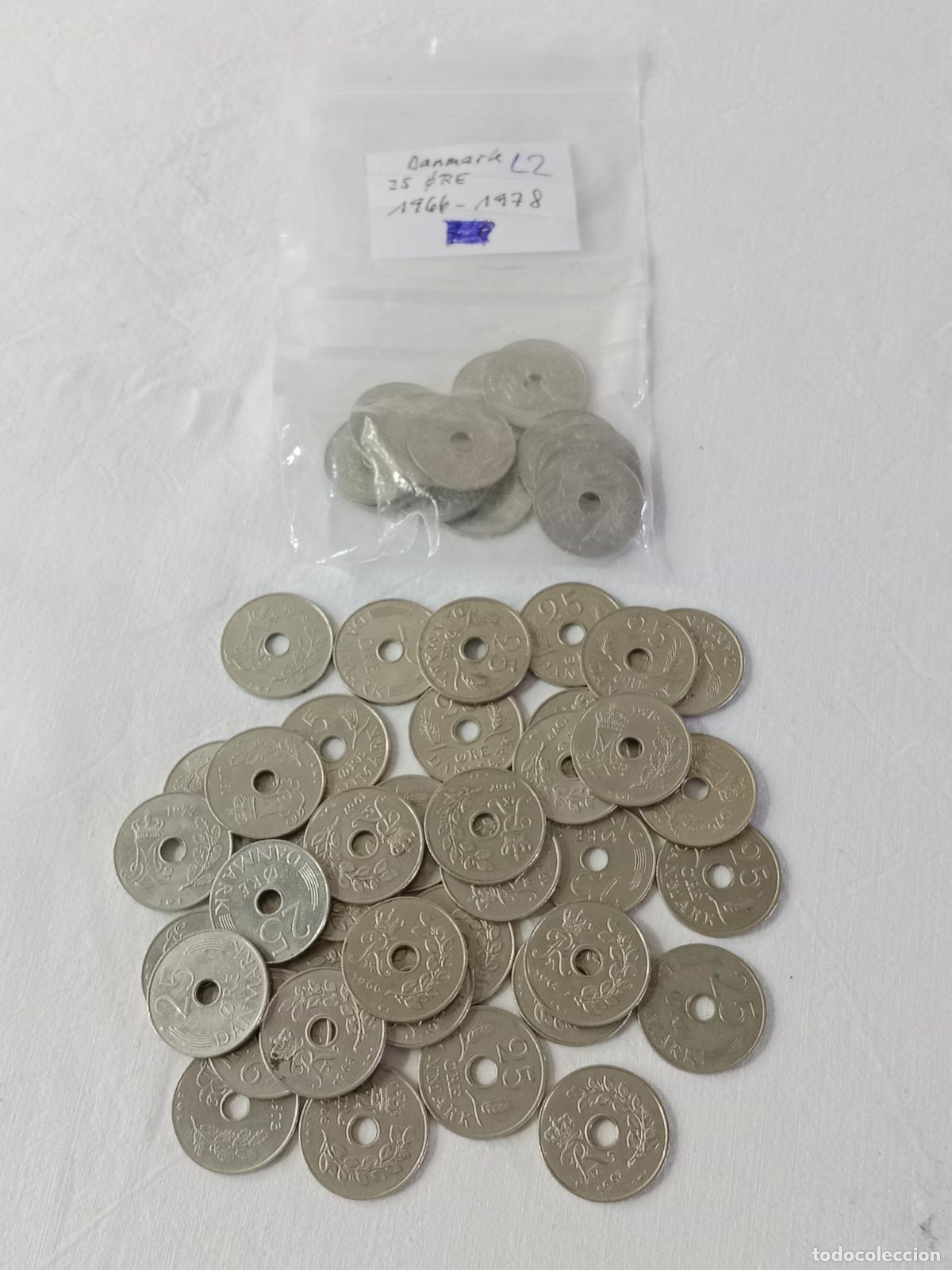Monedas antiguas de Europa: 50 Monedas 25 Ore Dinamarca 1966-1978 (L2)