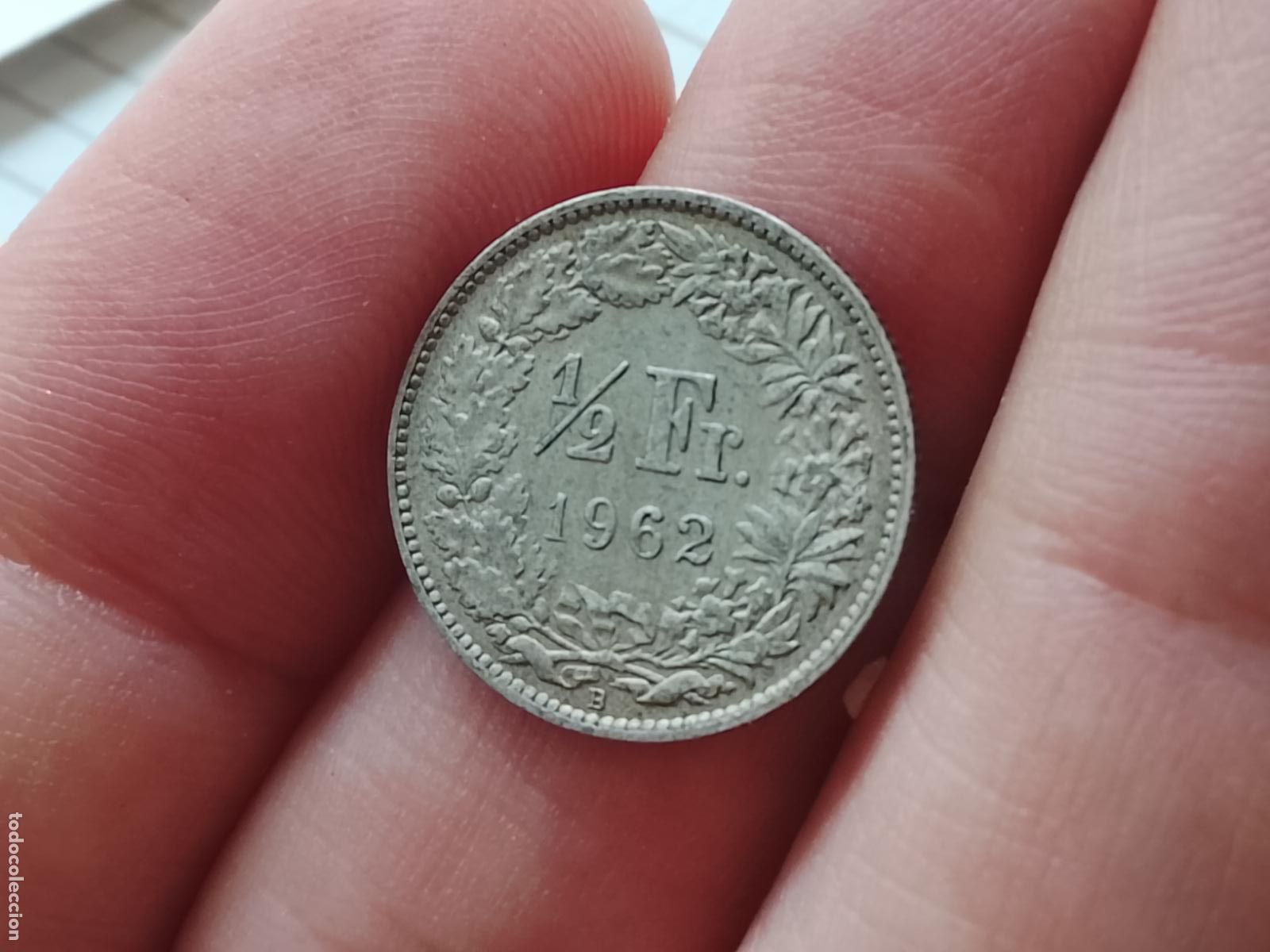 Monedas antiguas de Europa: Suiza. Medio franco de plata de 1962