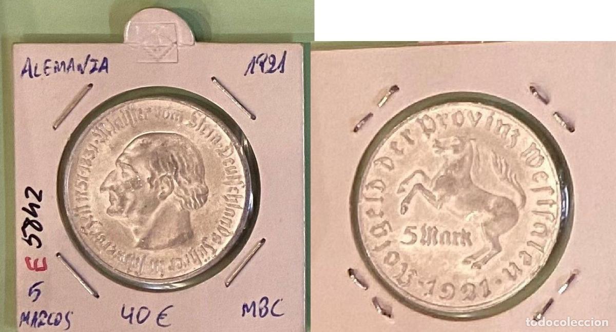 Monedas antiguas de Europa: E5842 MONEDA ALEMANIA 5 MARCOS 1921