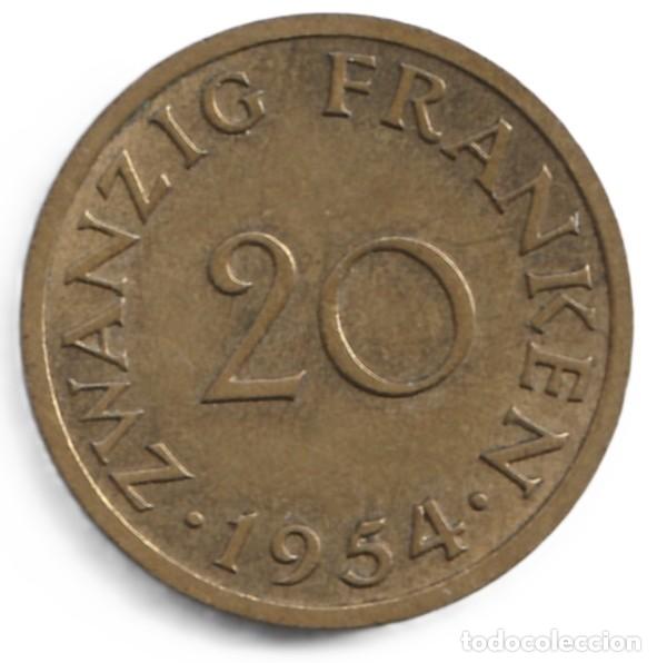 Monedas antiguas de Europa: Saarland Sarre 20 franken 1954 KM# 2