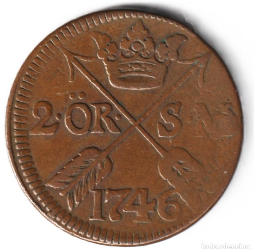 Monedas antiguas de Europa: Suecia 2 ore 1746 KM# 437