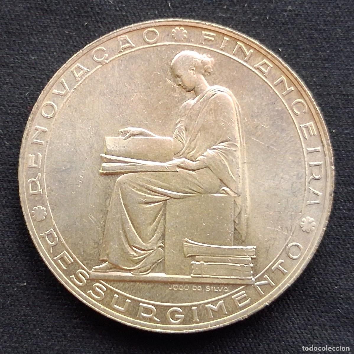 Monedas antiguas de Europa: Moneda de plata Portuguesa de 20 Escudos (Portugal) 1953 (Estilo medio duro, 5 pesetas, 1 paquillo)