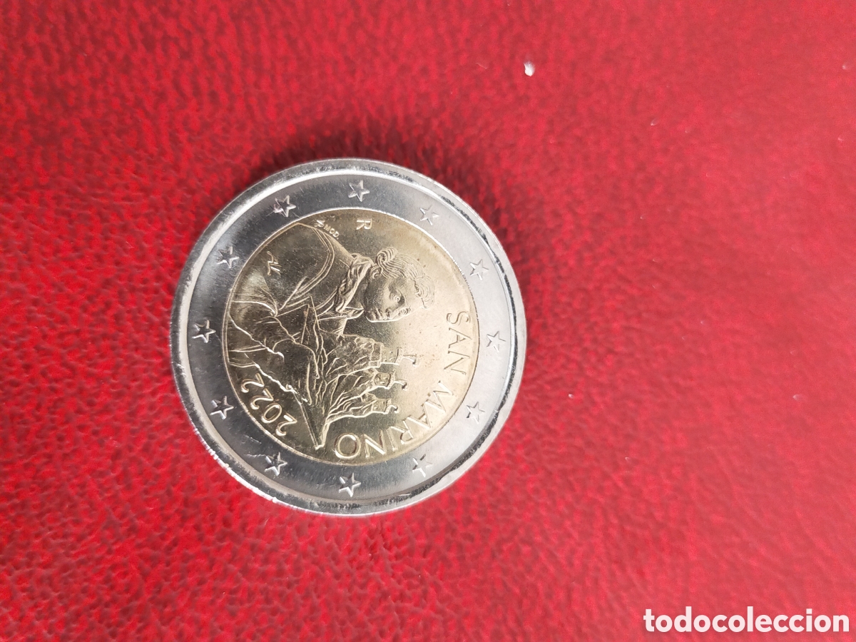 Monedas antiguas de Europa: moneda de 2 euros de San Marino acu&ntilde;ada en el a&ntilde;o 2022.