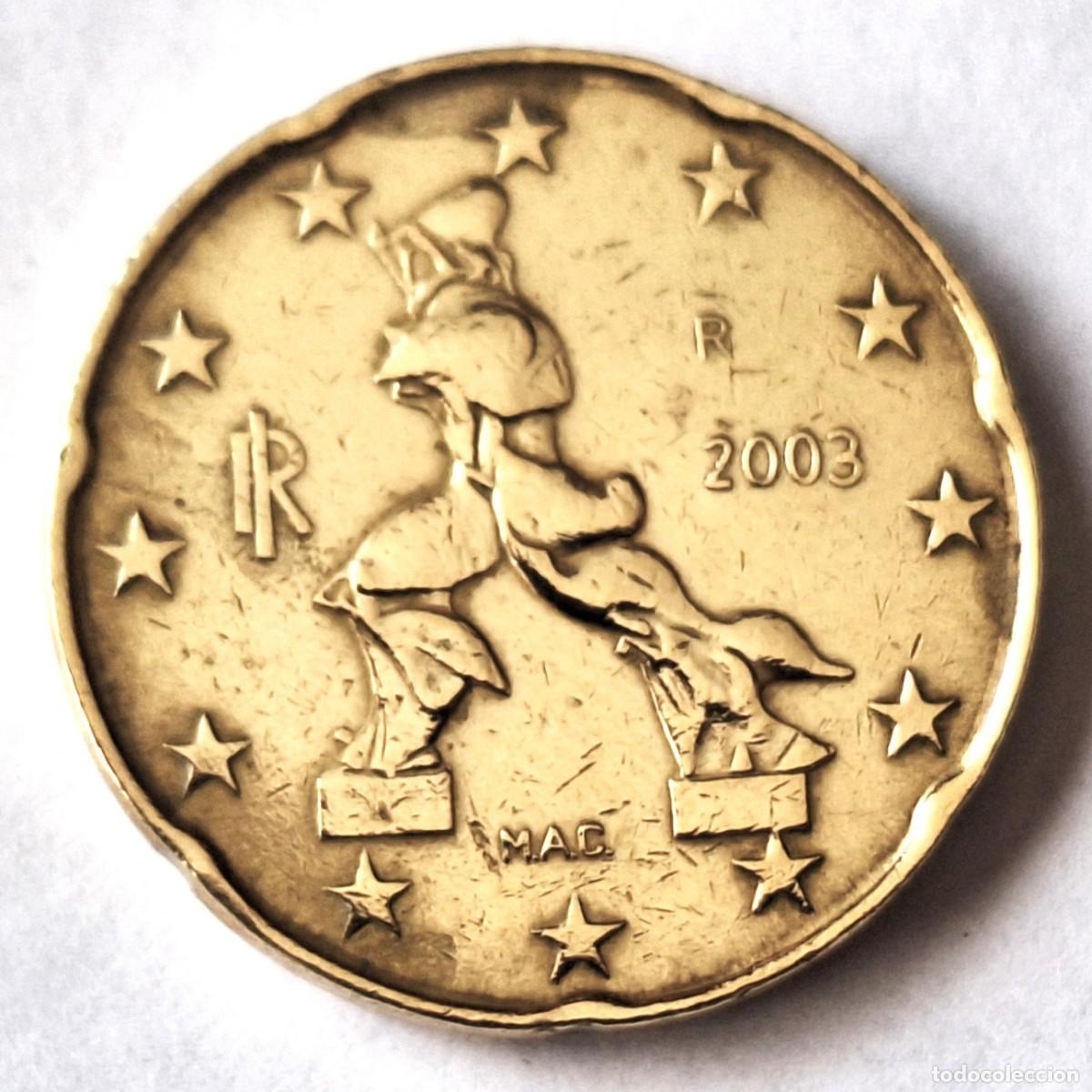 Old Coins of Europe: ITALIA - MONEDA DE 20 CENTIMOS DE EURO DEL A&Ntilde;O 2003- BIEN CONSERVADA