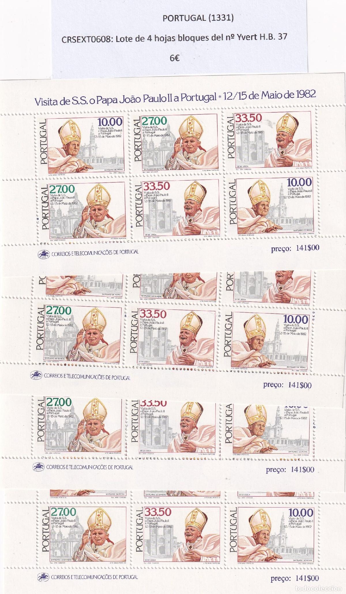 Monedas antiguas de Europa: CRSEXT0608 SELLOS PORTUGAL Lote de 4 hojas bloques del n&ordm; Yvert H.B.