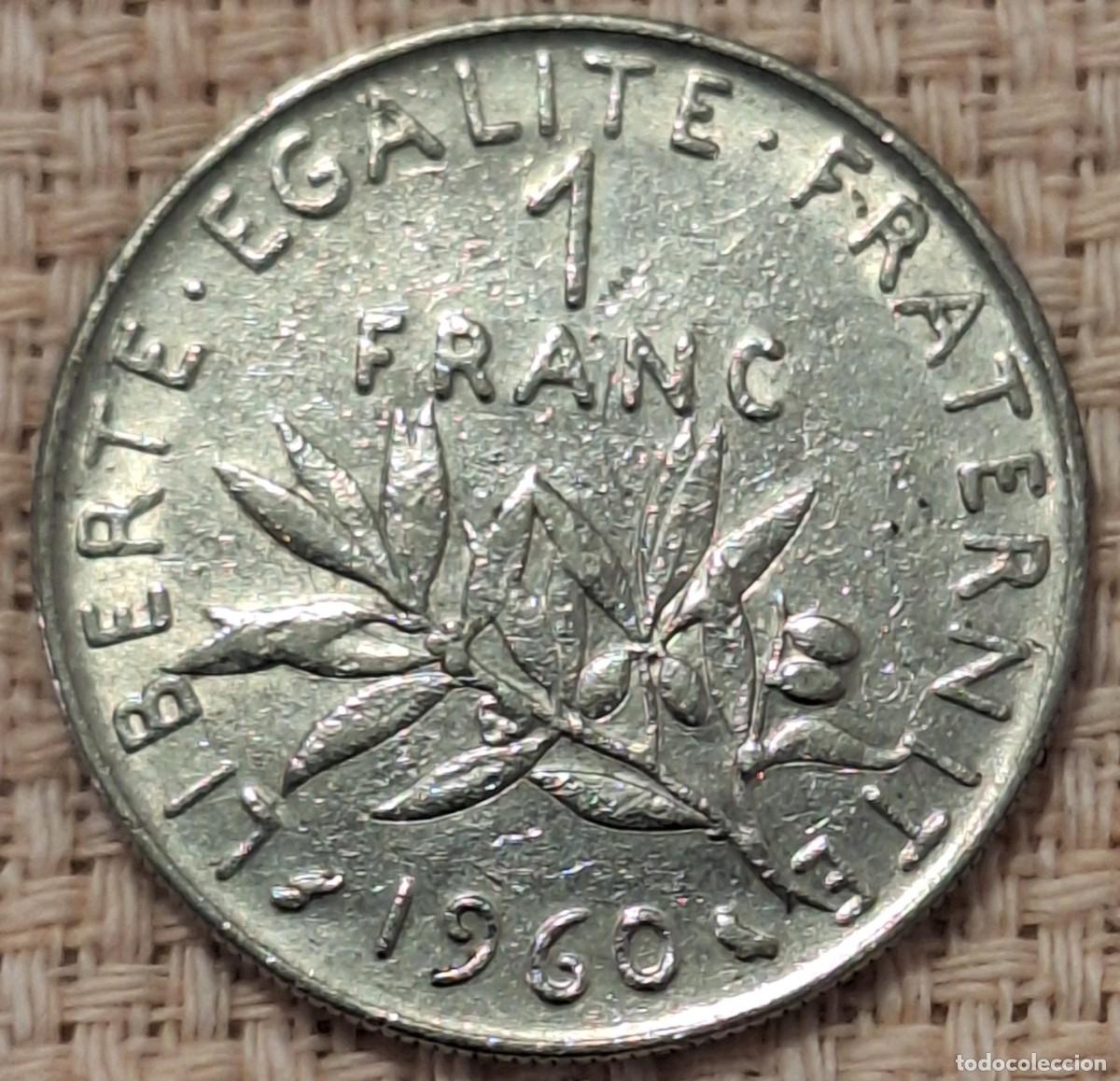 Monedas antiguas de Europa: 1 Franc 1960 de Francia - Rara - &rdquo;0&rdquo; peque&ntilde;o