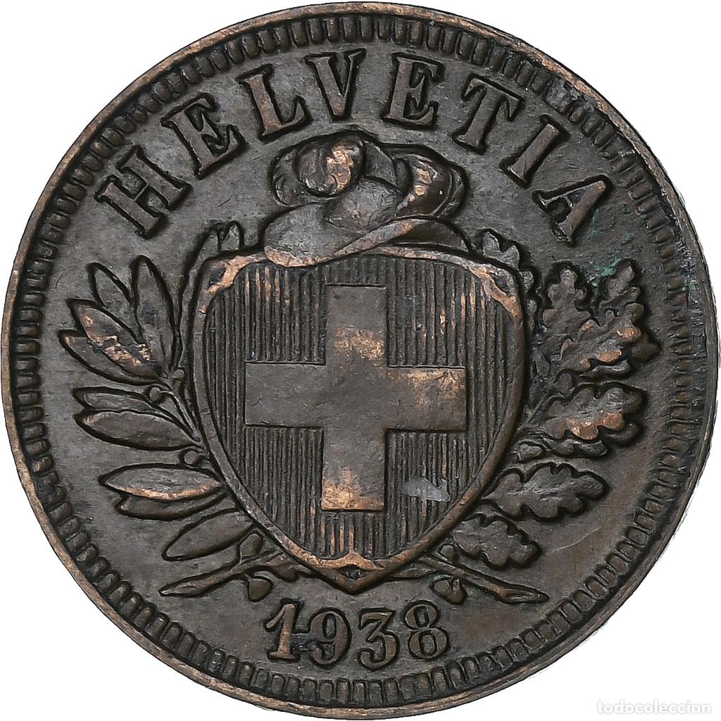 Monedas antiguas de Europa: [#1306872] Suiza, 2 Rappen, 1938, Bern, Bronce, MBC, KM:4.2a