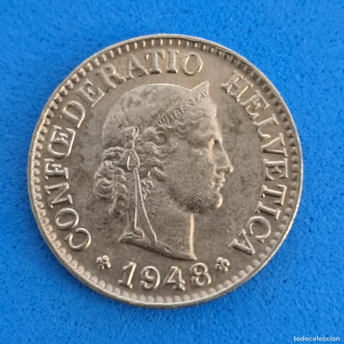 Monedas antiguas de Europa: FEDERACI&Oacute;N HELV&Eacute;TICA - A&Ntilde;O 1948 - 10 rappen ( c&eacute;ntimos ) - COBRE-NIQUEL