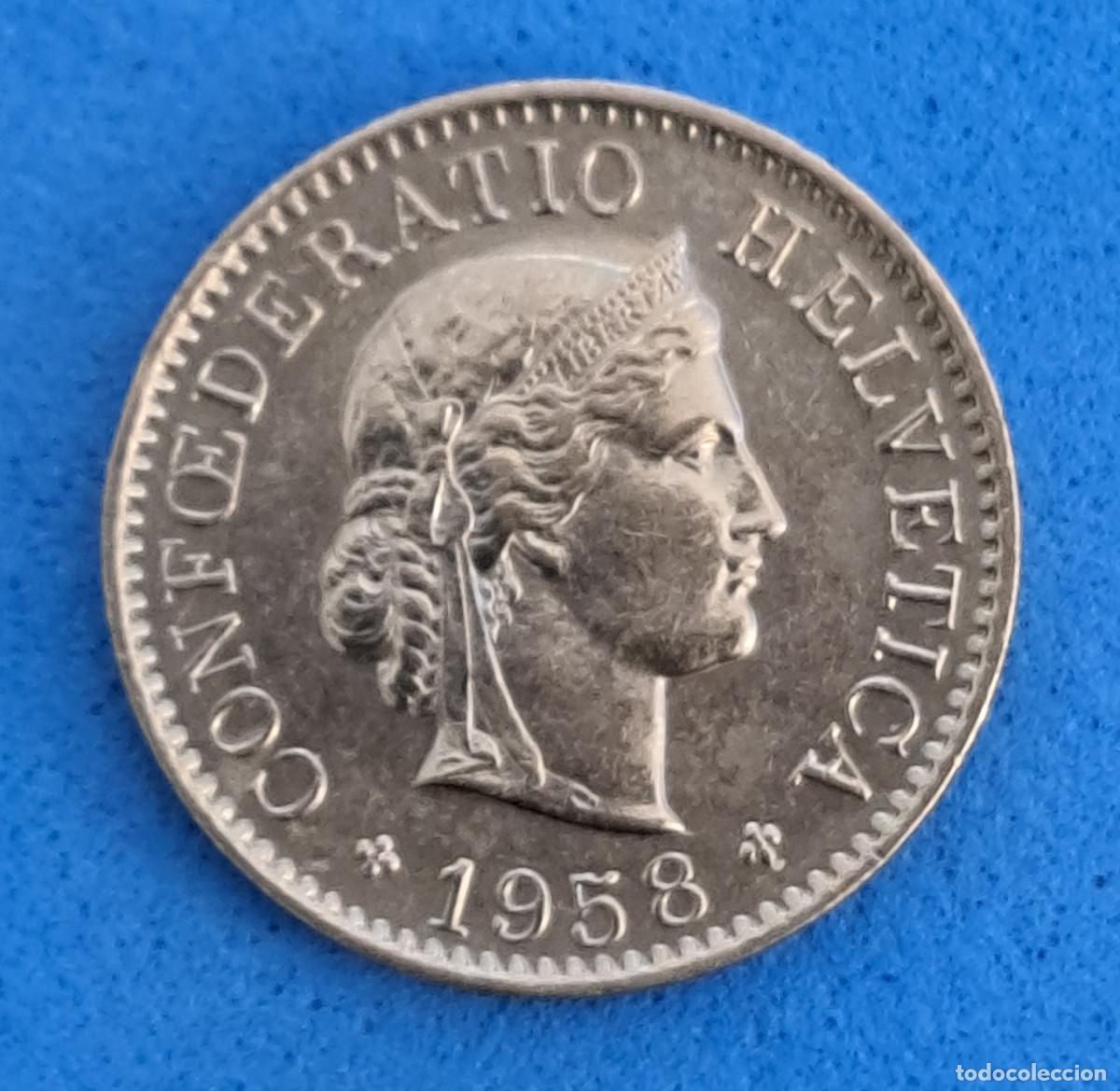 Monedas antiguas de Europa: FEDERACI&Oacute;N HELV&Eacute;TICA - A&Ntilde;O 1958 - 5 rappen ( c&eacute;ntimos ) - COBRE-NIQUEL