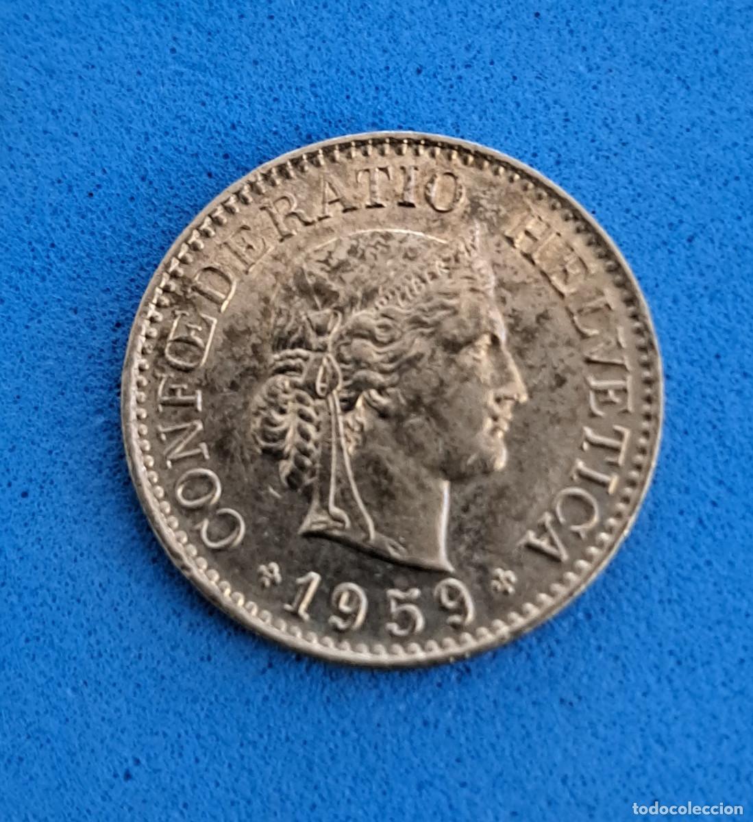 Monedas antiguas de Europa: FEDERACI&Oacute;N HELV&Eacute;TICA - A&Ntilde;O 1959 - 10 rappen ( c&eacute;ntimos ) - COBRE-NIQUEL
