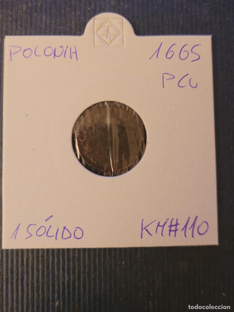 Monedas antiguas de Europa: Moneda 1 s&oacute;lido 1665 Escudo Polonia Cobre Polonia
