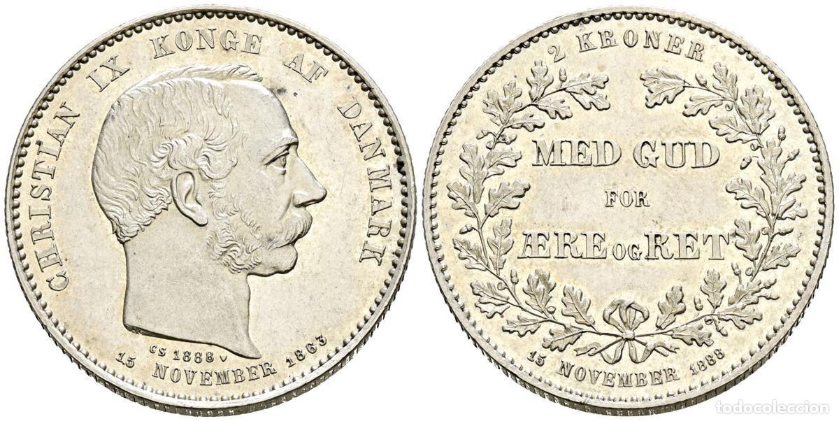 Monedas antiguas de Europa: DENMARK COIN CHRISTIAN IX KM#799 2 KRONER 1888 SILVER AMAZING CONDITION!!!