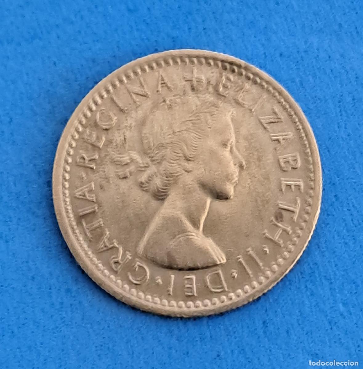 Monedas antiguas de Europa: SIX PENCE ( SEIS PENIQUES ) - A&Ntilde;O 1954 - ELIZABETH II DEI GRATIA REGINA - COBRE Y N&Iacute;QUEL