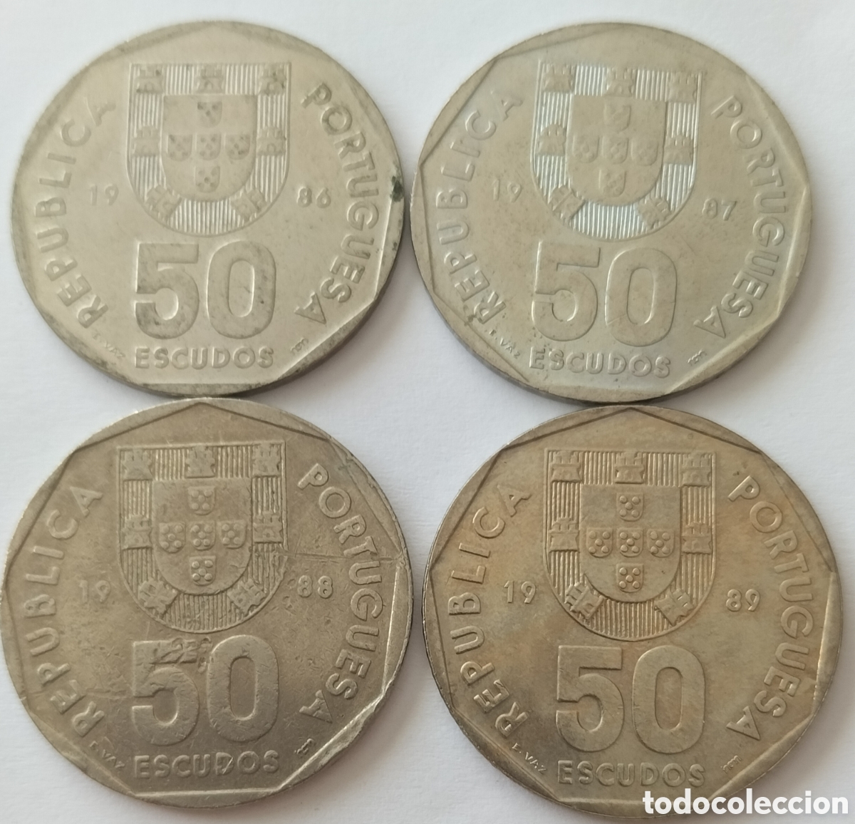 Monedas antiguas de Europa: Lote 4 Monedas Distintas 50 Escudos Portugal. Ref. 443