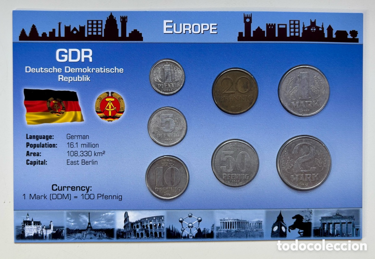 Monedas antiguas de Europa: Set Monedas ALEMANIA DEMOCR&Aacute;TICA x7 Valores . Blister