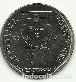 Monedas antiguas de Europa: PORTUGAL - 50 ESCUDOS - 2001 - COBRE-NIQUEL - ULTIMA MONEDA DE ESCUDO - UNC - FOTOS