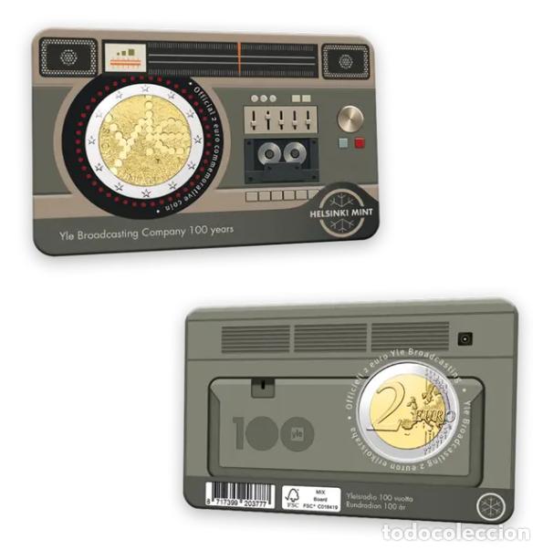 Monedas antiguas de Europa: 2 euros FINLANDIA 2026 Centenario Yle (Radio) coin card en INGLES