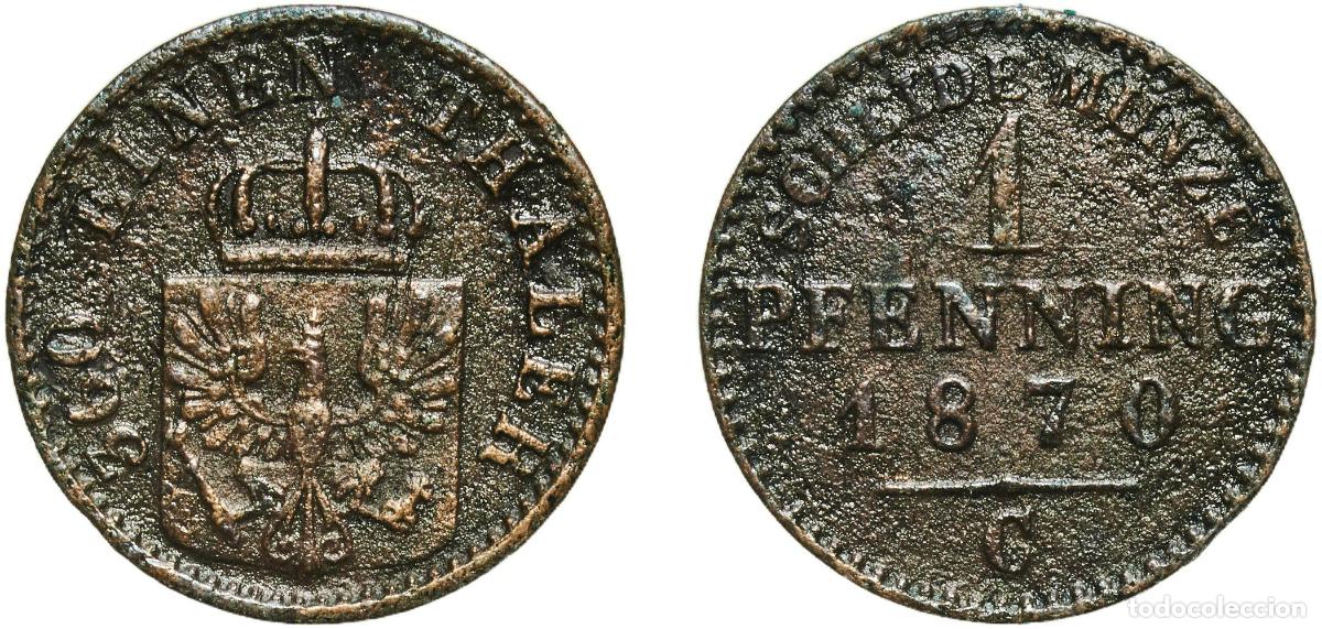 Monedas antiguas de Europa: Germany Kingdom of Prussia German states 1870 C 1 Pfenning - Wilhelm I Copper Frankfurt am Main Min