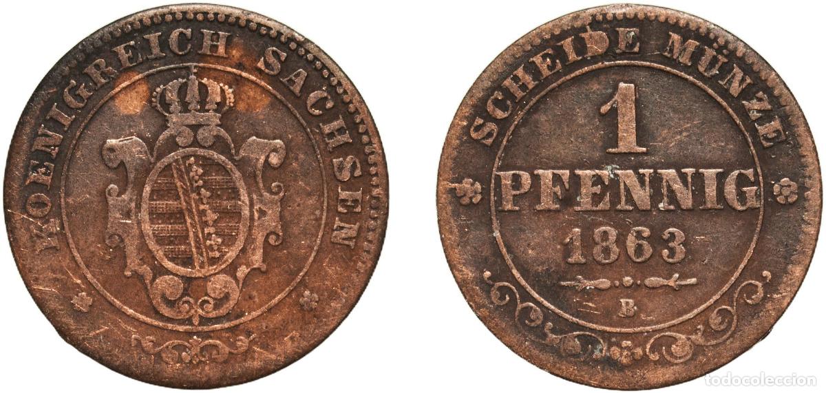 Monedas antiguas de Europa: Germany Kingdom of Saxony German states 1863 1 Pfennig - John Copper Dresden Mint (4484253) 1.39g V