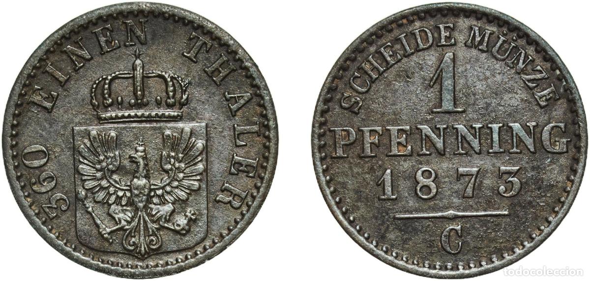 Monedas antiguas de Europa: Germany Kingdom of Prussia German states 1873 C 1 Pfenning - Wilhelm I Copper Frankfurt am Main Min
