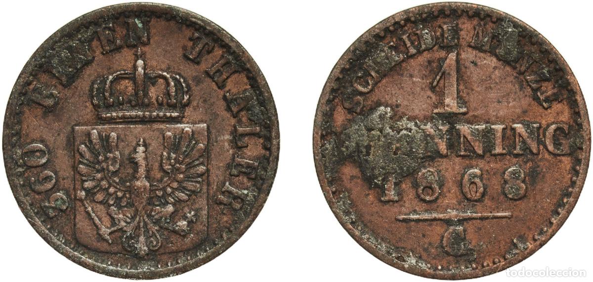 Monedas antiguas de Europa: Germany Kingdom of Prussia German states 1868 C 1 Pfenning - Wilhelm I Copper Frankfurt am Main Min