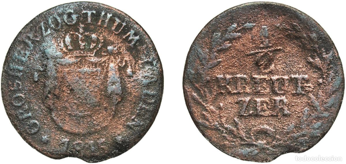 Monedas antiguas de Europa: Germany Grand Duchy of Baden German states 1815 &frac12; Kreuzer - Charles II Louis Frederick Copper Mannh