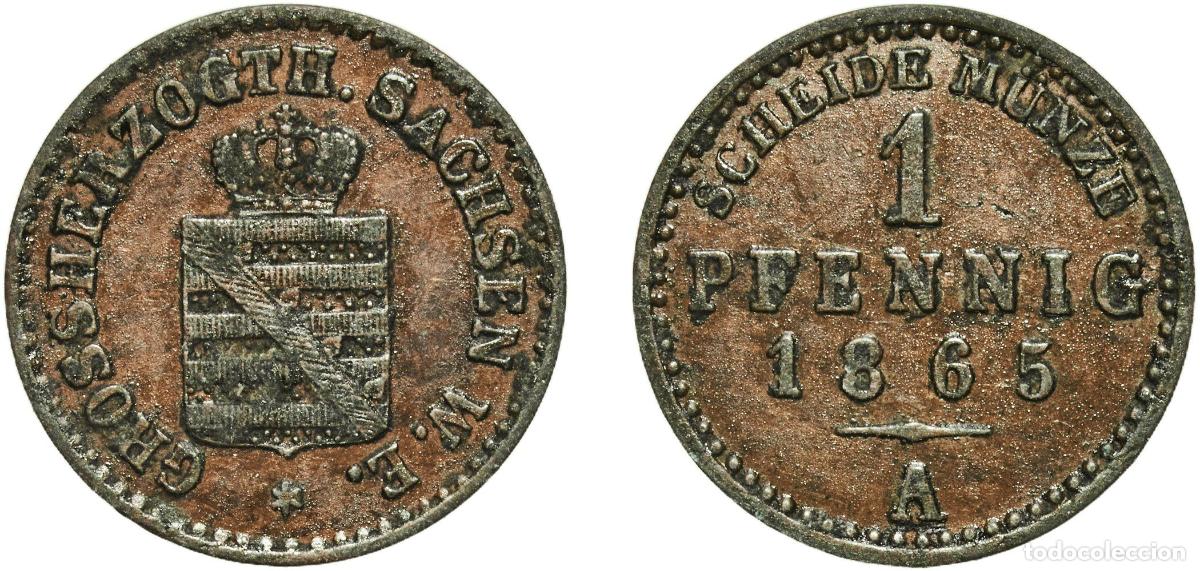 Monedas antiguas de Europa: Germany Kingdom of Prussia German states 1865 A 1 Pfenning - Wilhelm I Copper Berlin Mint 1.48g XF